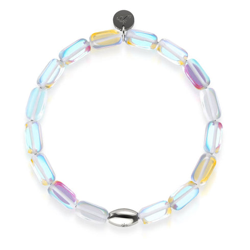 Supernova arc-en-ciel | Argent sterling .925 | Bracelet galets de verre galaxie